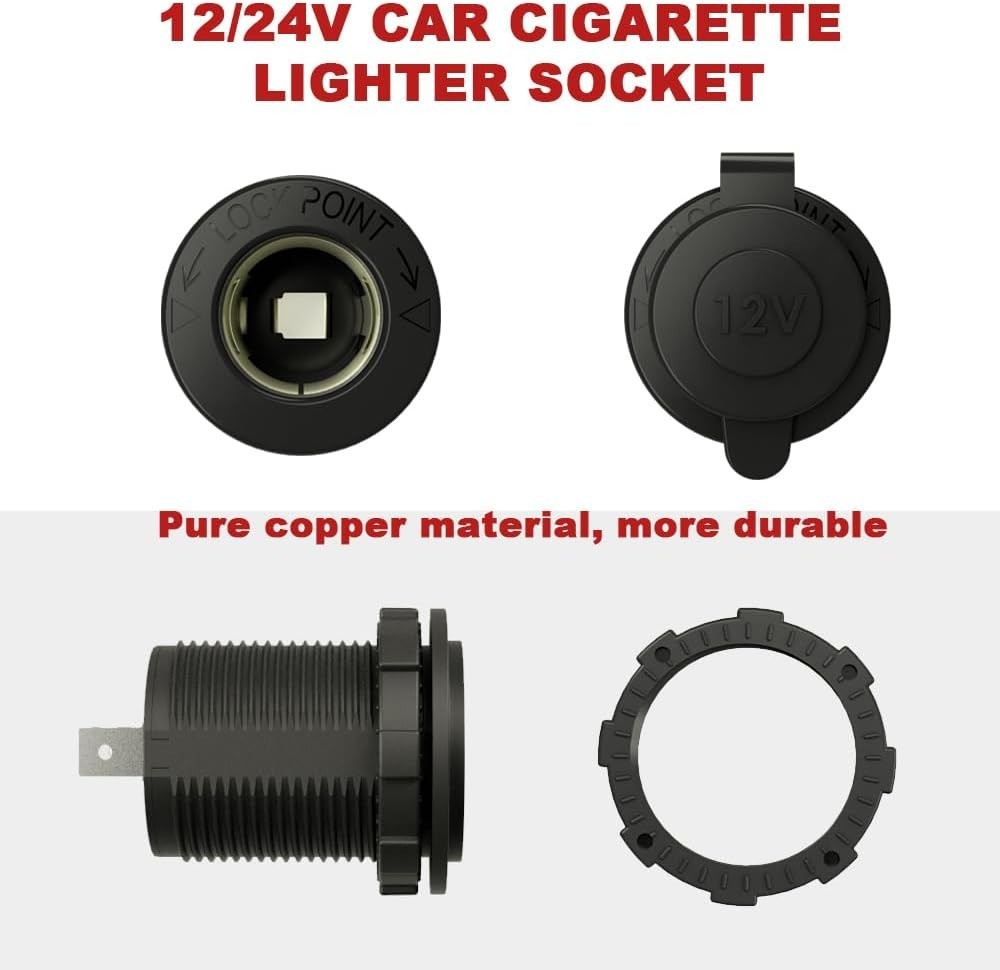 20A Waterproof 12V Cigarette Lighter Socket for Reliable Vehicle Charging