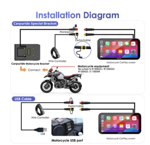 W603B Wireless Portable Motorcycle Stereo Compatible Navigation Bracket