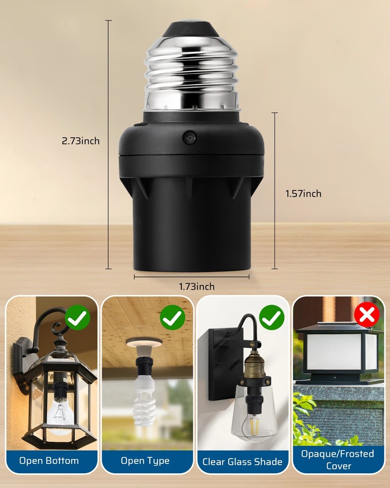 DEWENWILS 4 Pack Automatic Dusk to Dawn Light Bulb Sockets, Light Socket Indoor