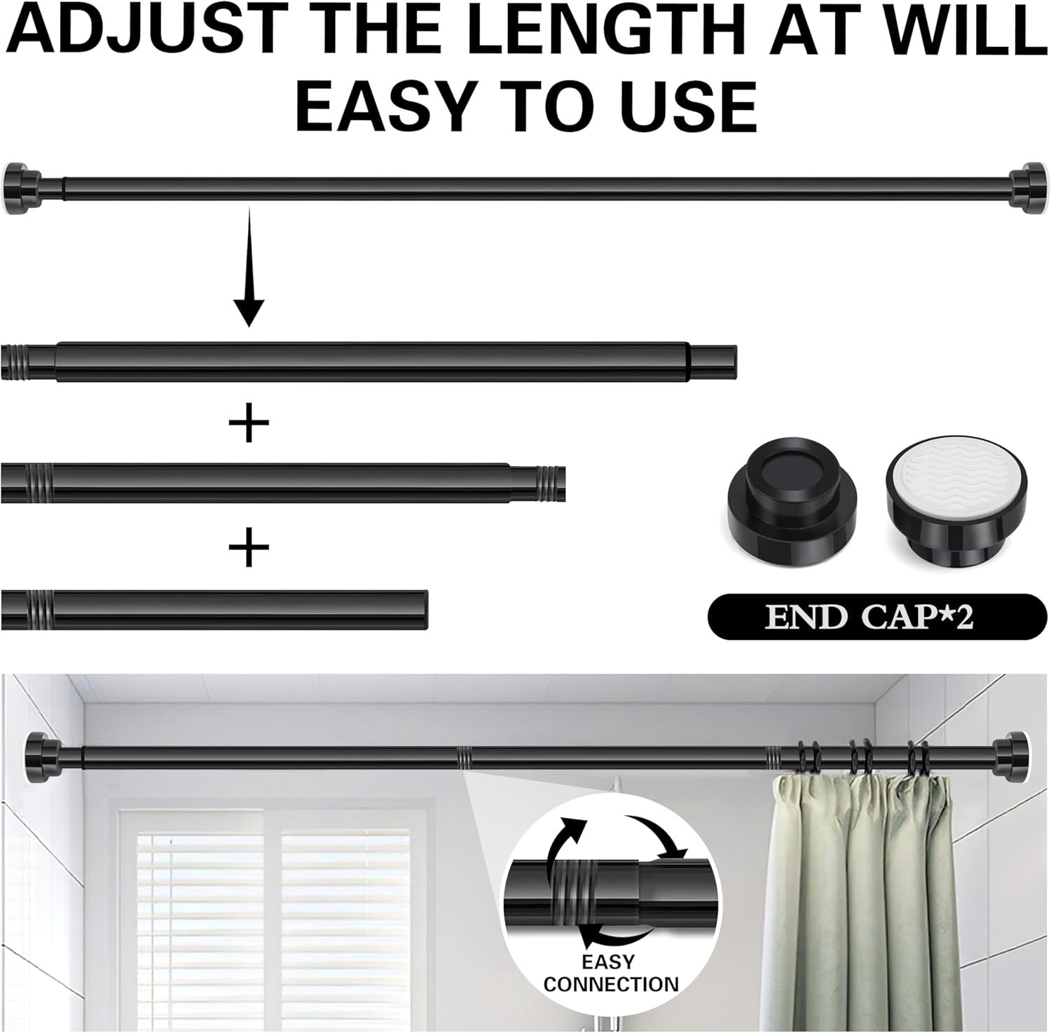 Versatile Stainless Steel Shower Curtain Rod 28.4-51.1in Perfect for Homes