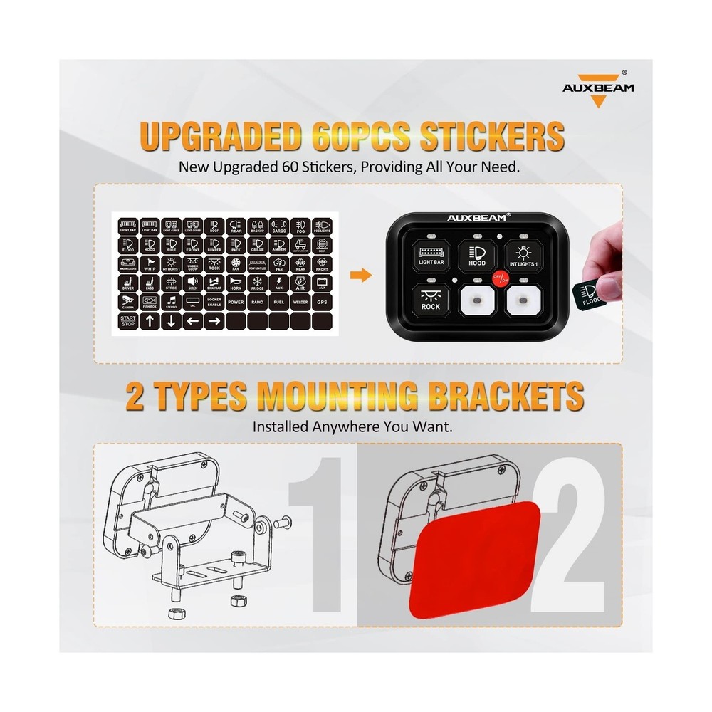 Auxbeam 6 Gang Switch Panel BC60, Universal Circuit Control Relay System Box ...