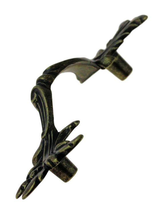 3" French Provincial Leaf Pull Antique Brass