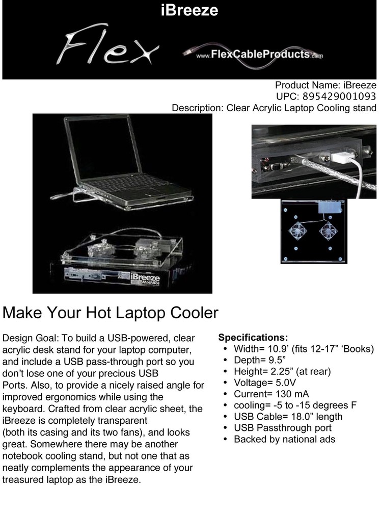 MacMice DVForge iBreeze - Acrylic USB Notebook Computer Cooling Stand