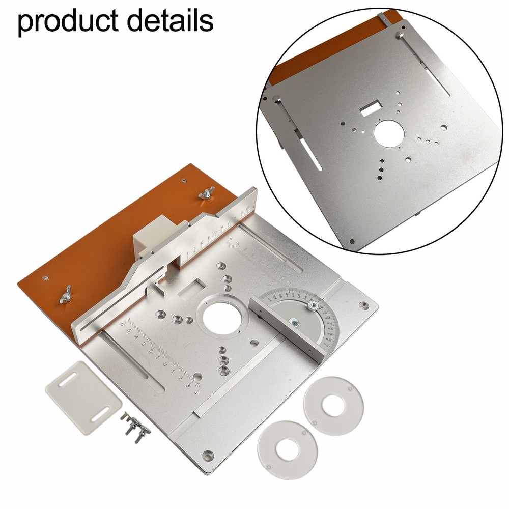 Complete Router Table Insert Plate Set with Push Plate and Angle Ruler