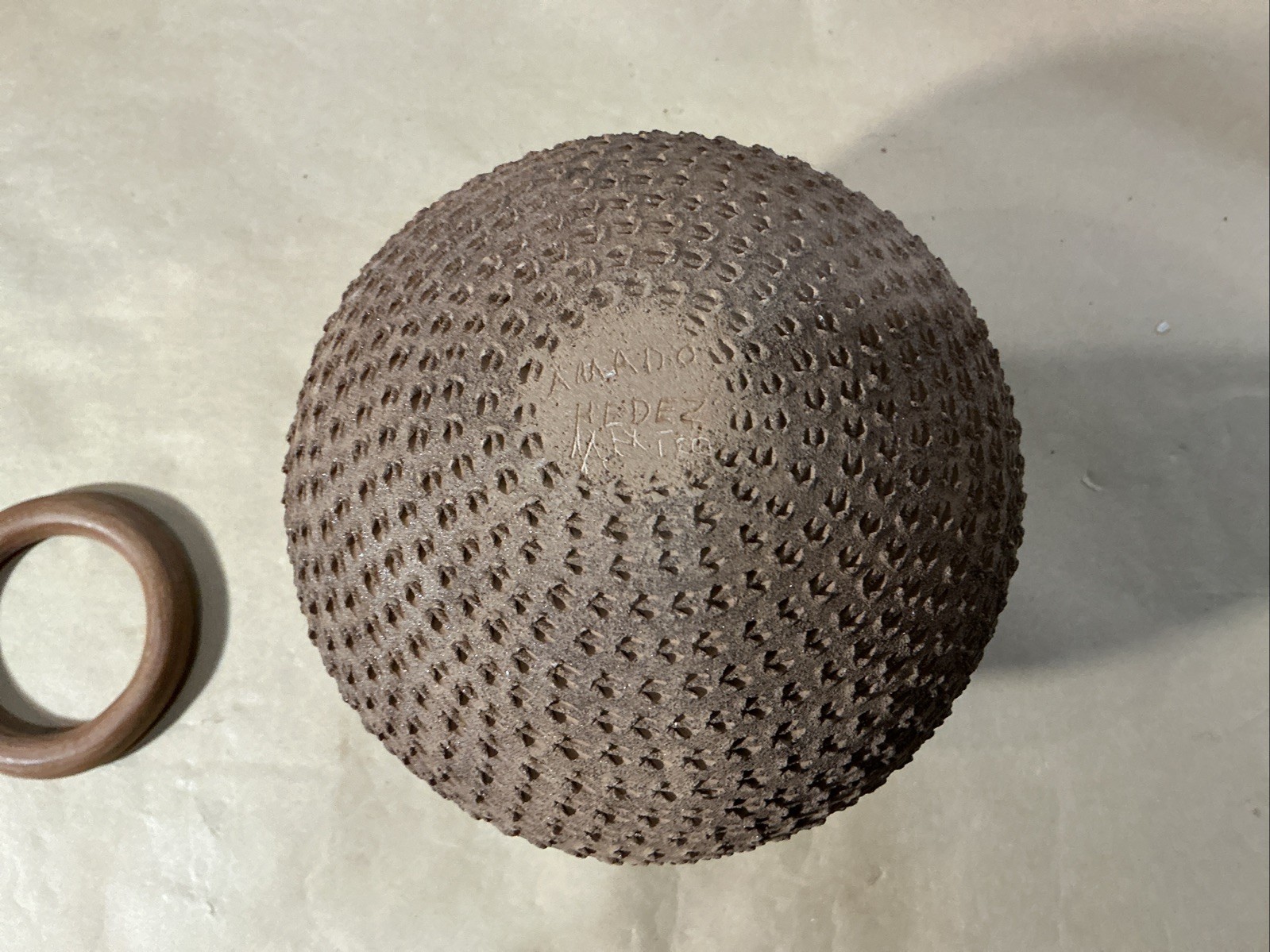 Amado Hedez Hernandez Pottery Brown Corrugated Pot Mata Ortiz, Mexico 6”