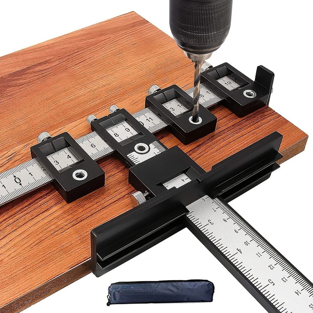 Cabinet Hardware Jig Tool Adjustable Drill Guide Punch Locator Woodworking