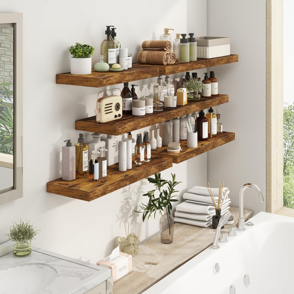 32Inch Floating Shelves, 9.3Inch Deep Rustic Wall Shelves - Extra Deeper & Th...