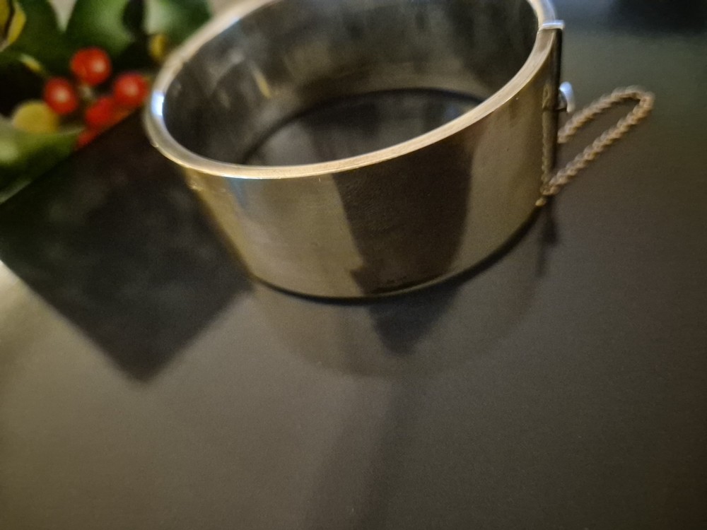 9ct Gold Front On Silver 1938 Wide Silver Bangle