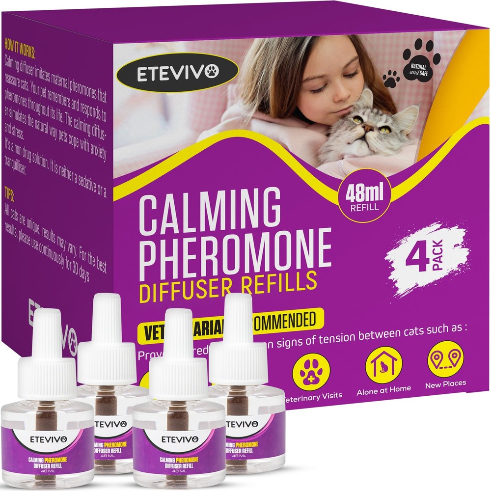 Cat Calming Pheromone Diffuser 4 Pack Cat Calming Diffuser Refills Anxiety Re...