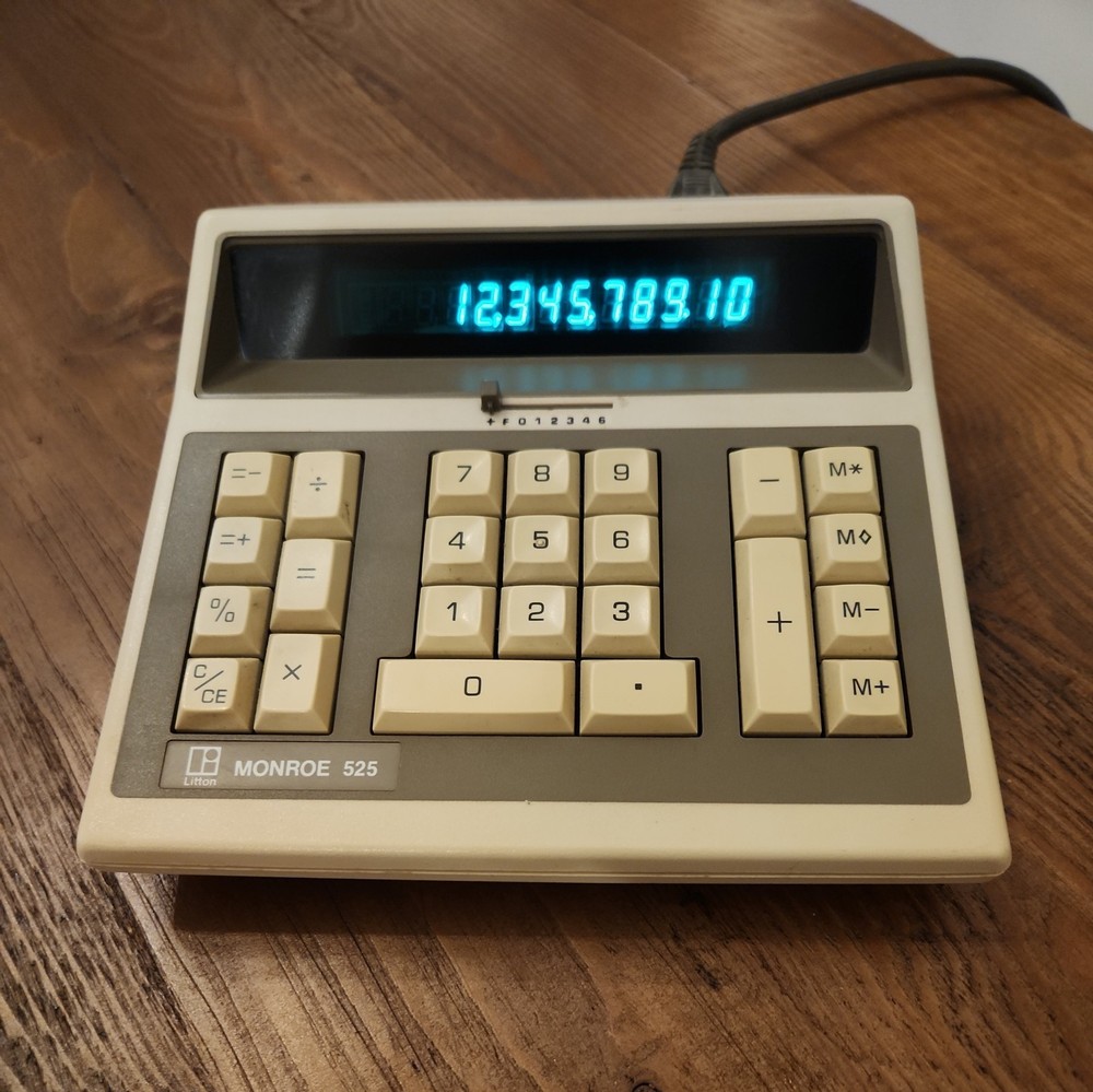 Vintage Monroe 525 Litton Electronic Desktop Calculator (Includes Power Cable)