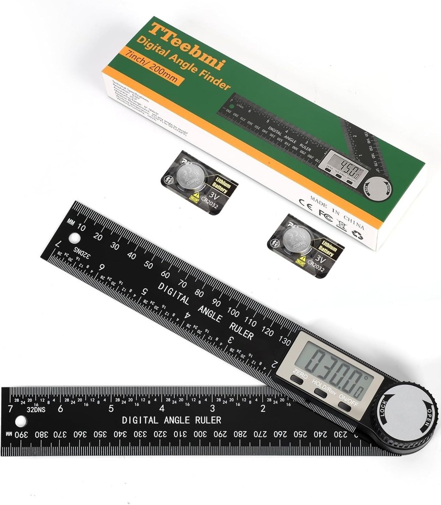 Professional Digital Angle Measuring Tool - Durable Protractor with Batteries