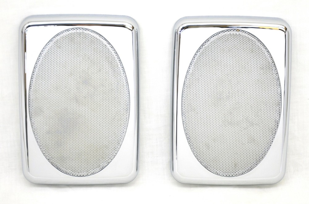 speaker cover set(2) rectangular 7 x 4 7/8 chrome plastic for 379 Peterbilt