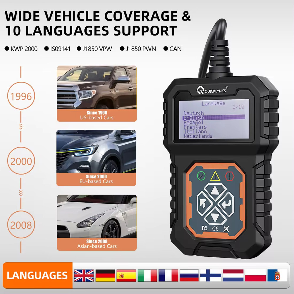 Car Full OBD2/EOBD Scanner Engine System Check Code Reader Diagnostic Scan Tool