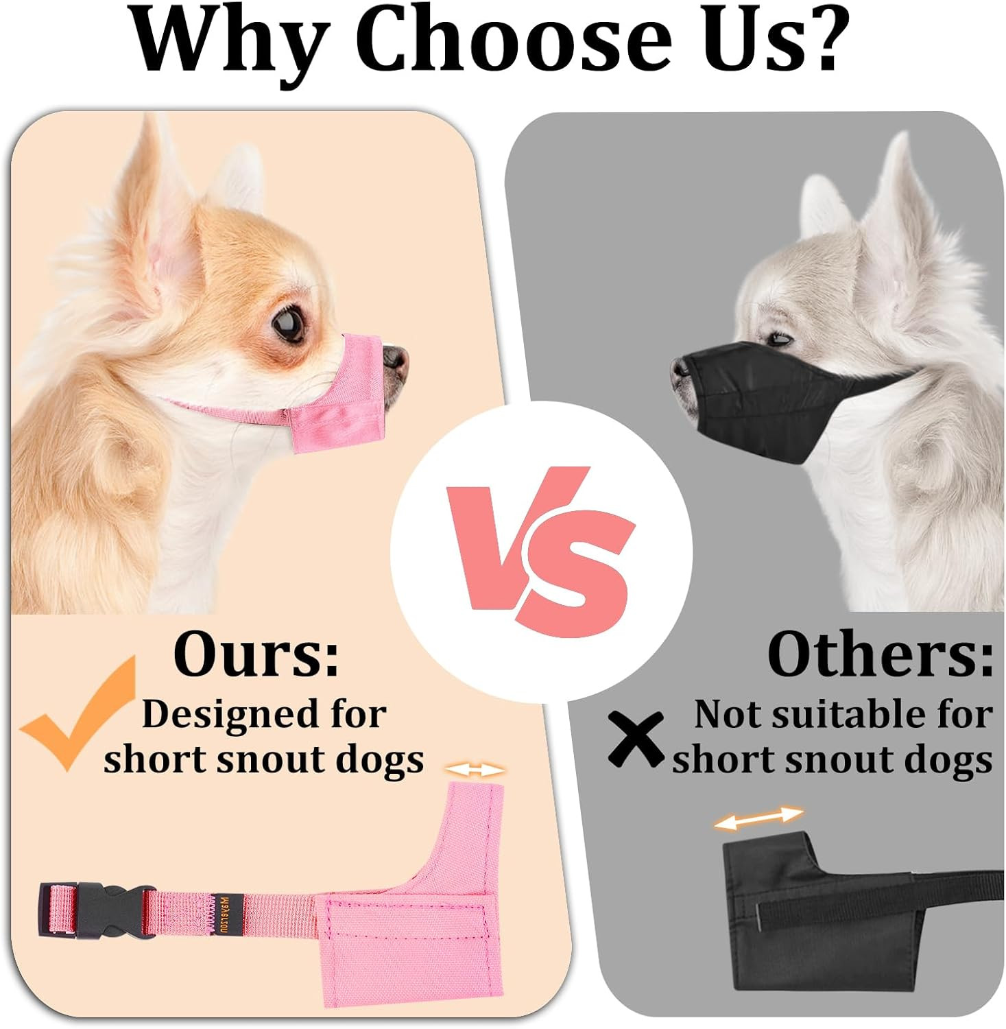 Short Snout Dog Muzzle Small Muzzle for Chihuahua Shih Tzu American Bully Boxer