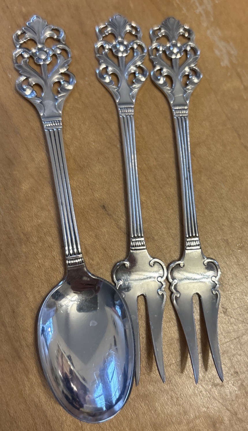 THORVALD MARTHINSEN 830S 220 Silver Vintage Norway Viking Flower Spoon Forks