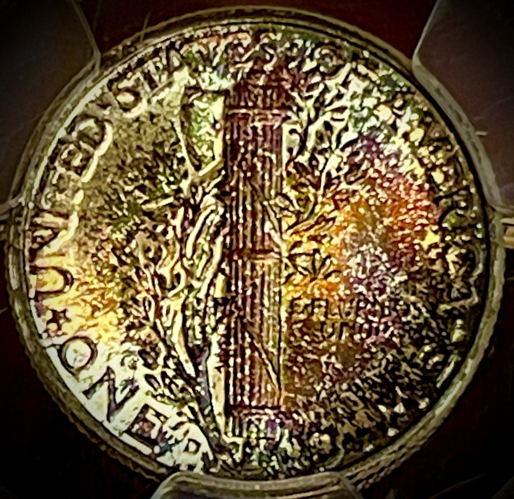 1945-D Mercury Dime 10c MS67 Color Secure PCGS