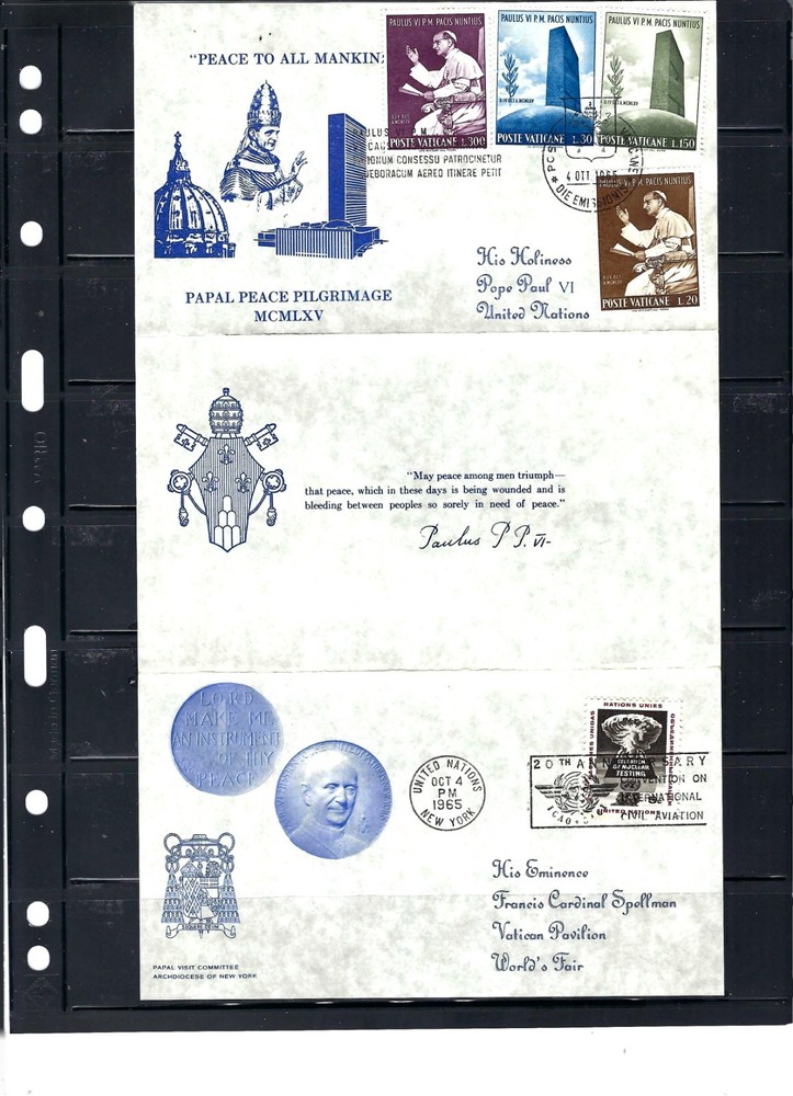1965 PAPAL PEACE PILGIMAGE Cover (10/4/1965) (2213)