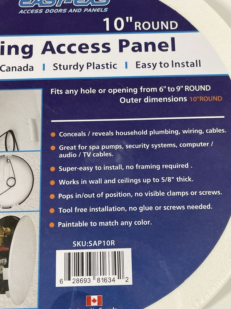Easy-Exs 10 Inch Round Spring Access Panel SAP10R Plastic