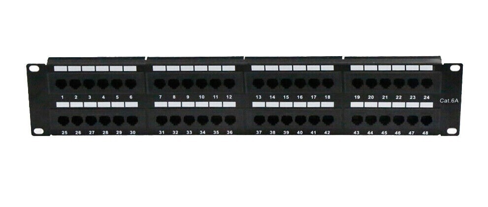 2U Networking Rackmount 48 port Cat6a Patch Panel, 110 Type 2U Bracket Included
