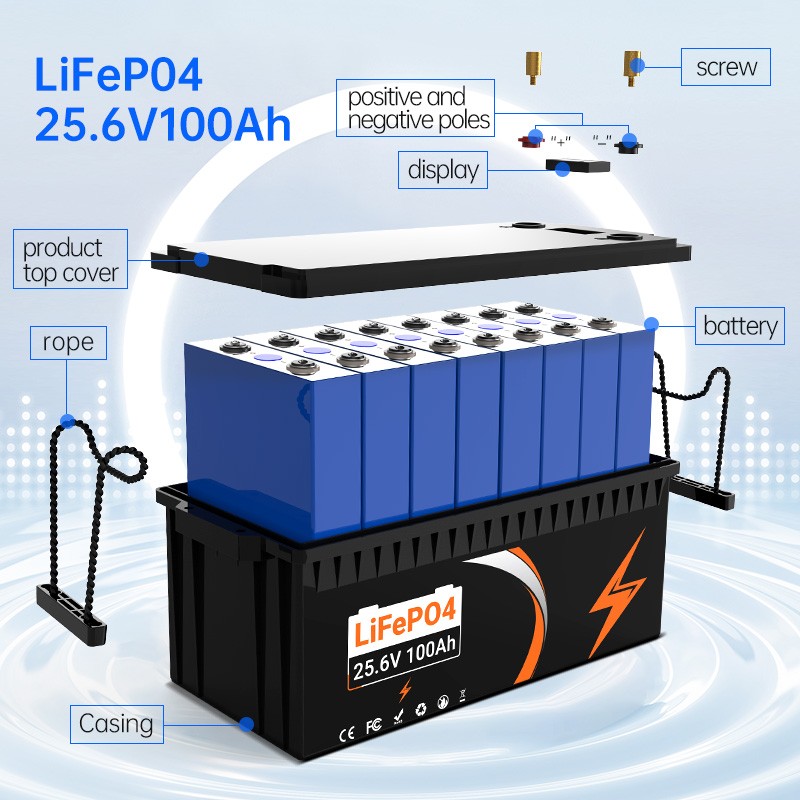 UPP 24V 100Ah LiFePO4 Lthium Battery for RV Marine Solar Home Energy 100A BMS