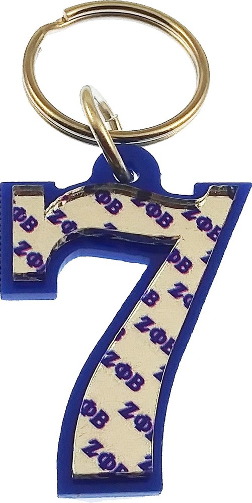 Zeta Phi/&Phi; Beta Line #7 Key Chain [Blue - 2.25"T]