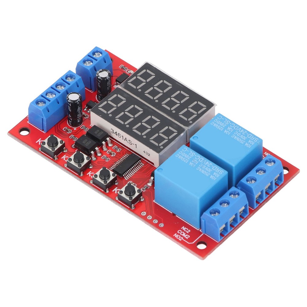 24V 2 Channel Relay Module LED Display Delay Self Locking Cycle Timer Module