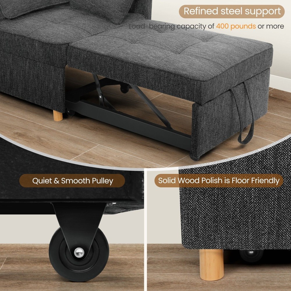 4 in 1 Folding Ottoman Sofa Bed, Convertible Chair Multi-Function Sleeper Sofa🏡