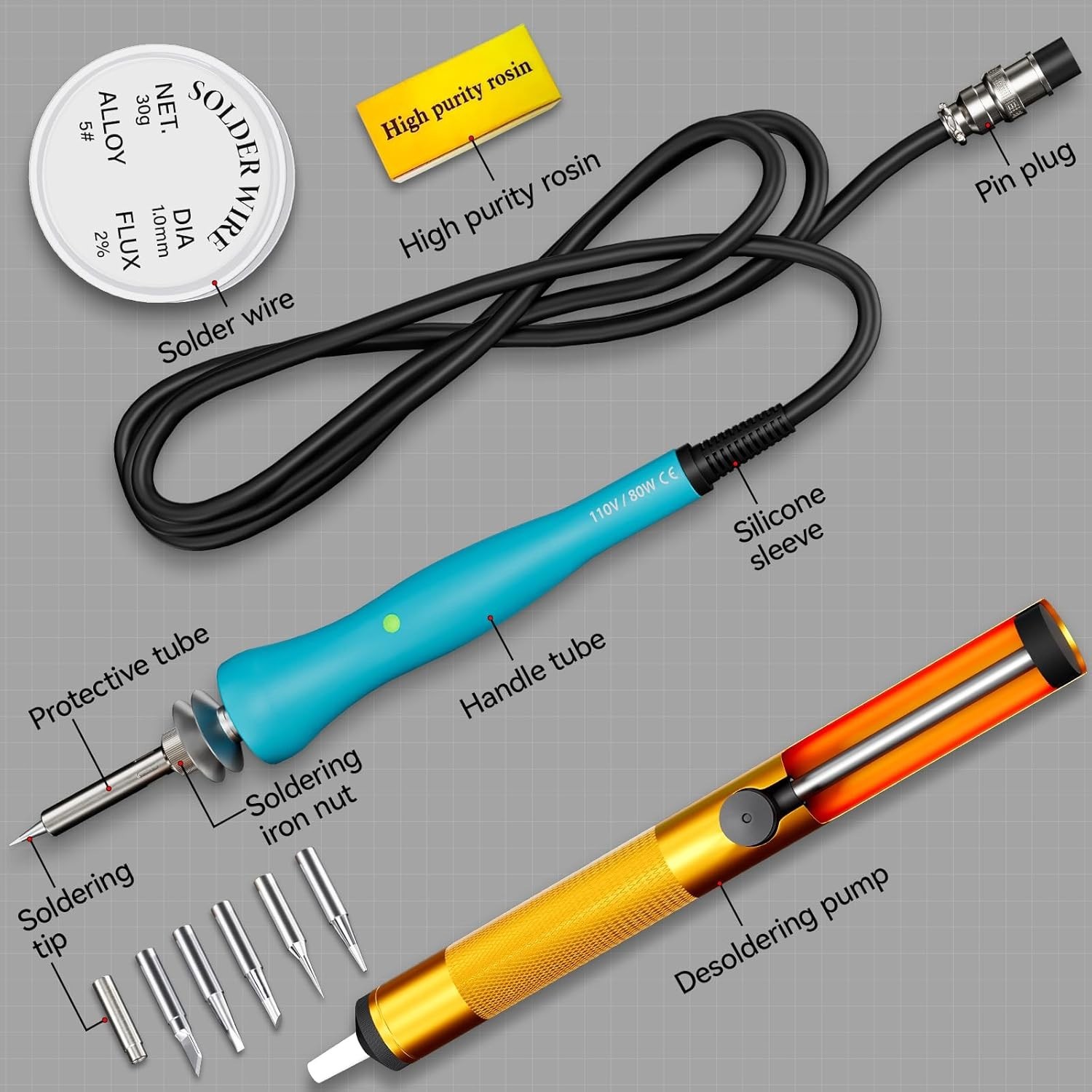 80 Watt Soldering Station, Digital Display Soldering Iron Station, Precision