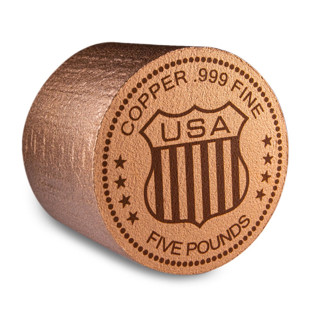 5 Pound Cylinder Elemental Copper Bar (New)