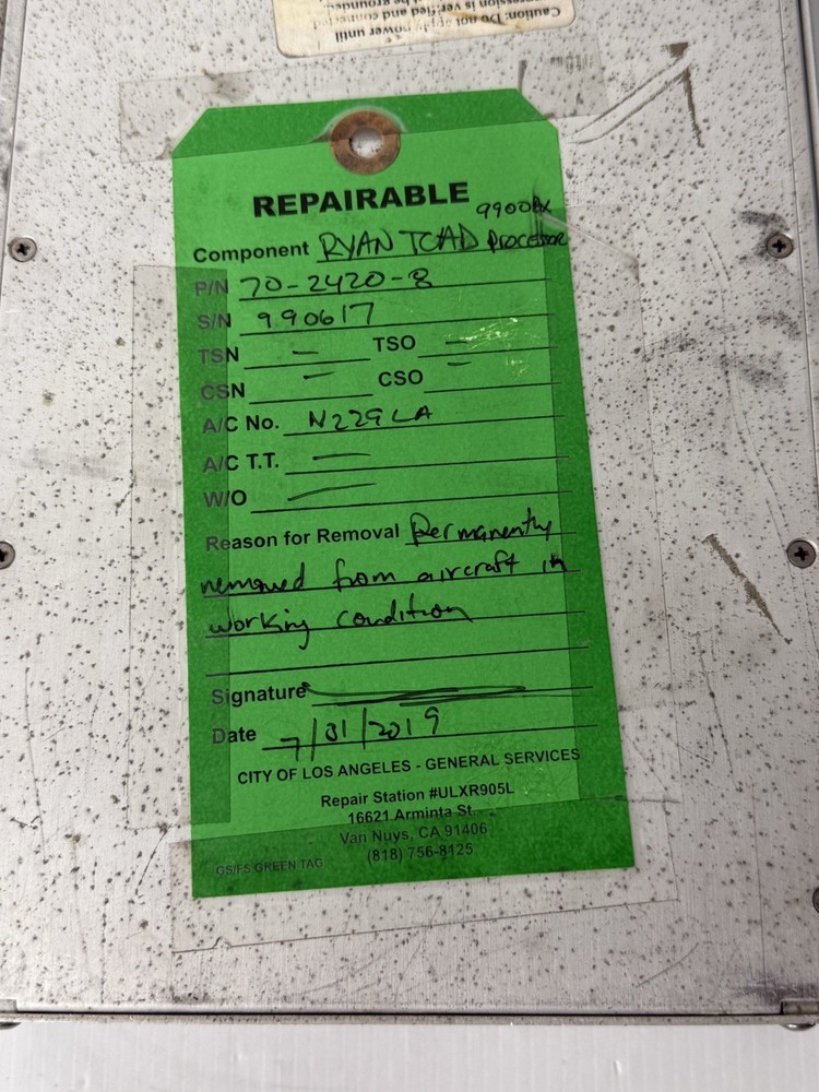 Ryan TCAD 9900BX Processor 70-2420-8 Removed Workiing