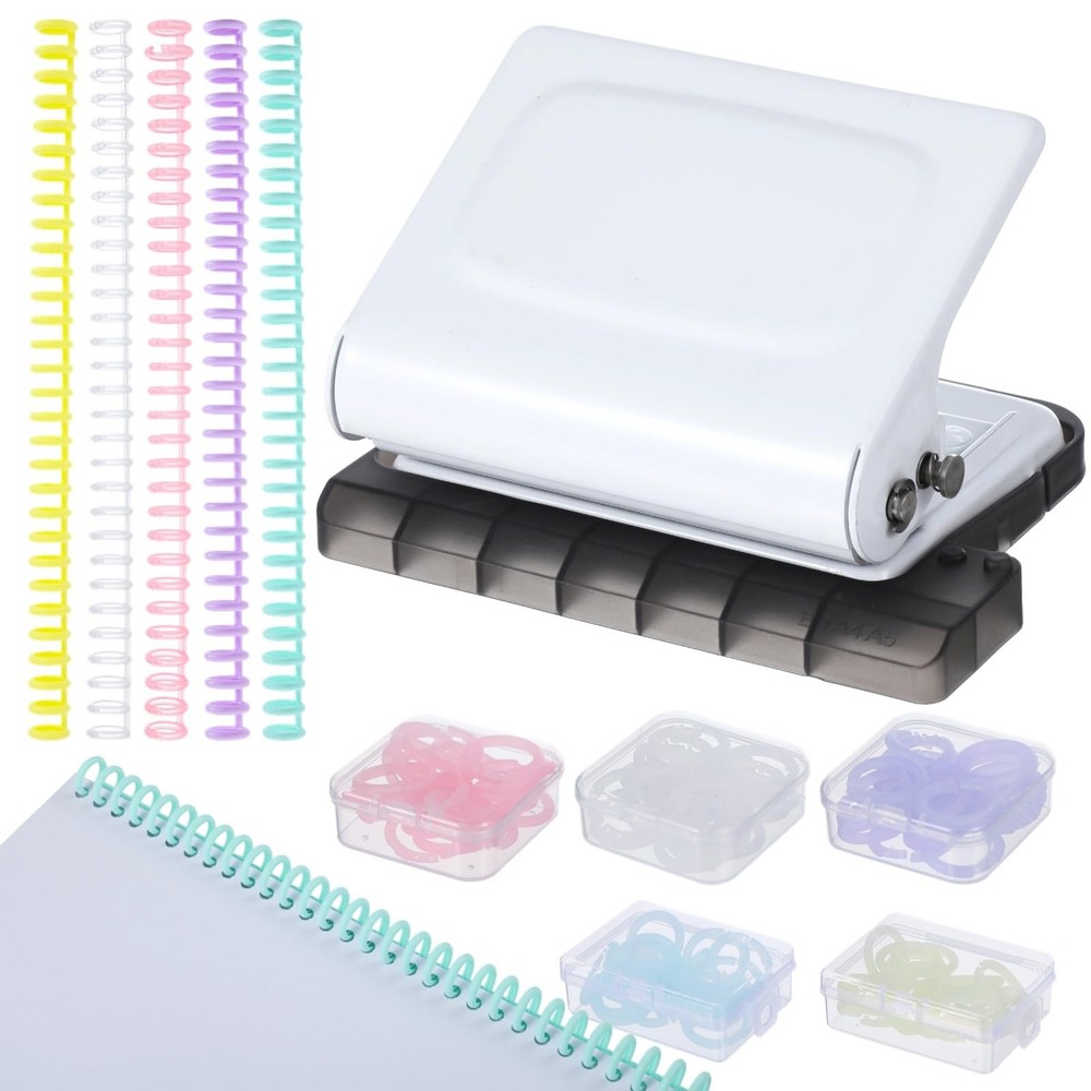 10-Hole Binder Machine Kit, Manual Binding System with 10 Pcs Loose Leaf Bind...