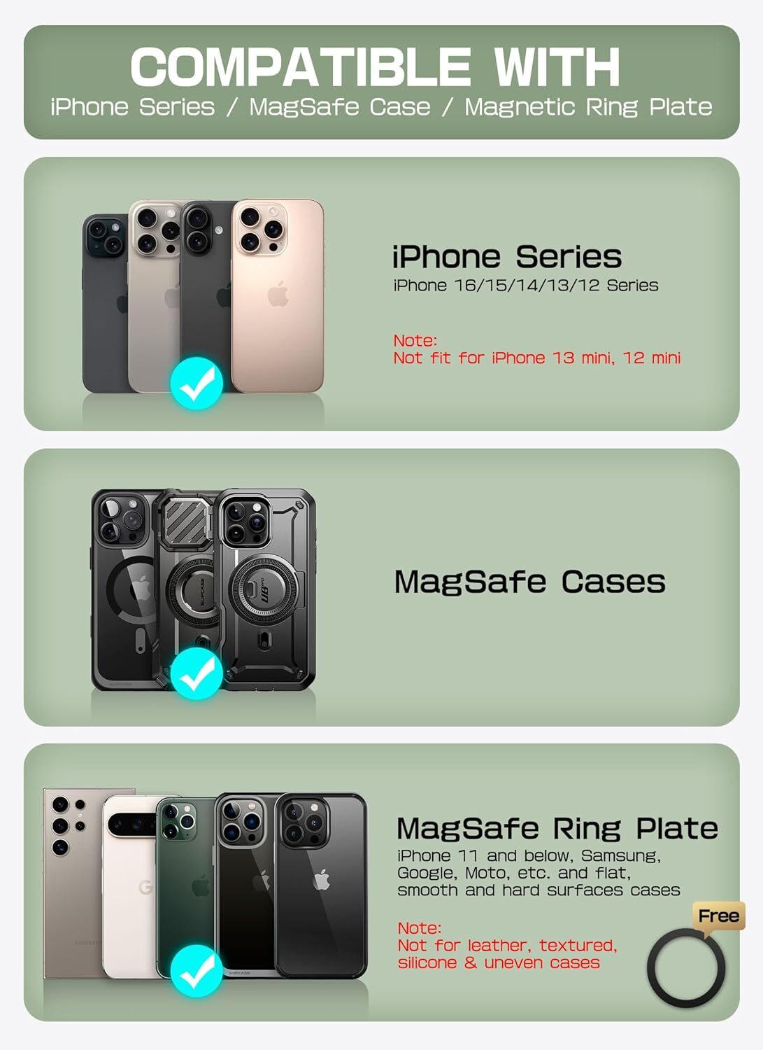 SUPCASE Magnetic MagSafe Wallet w/ Stand Holder For Apple iPhone 16/15/14/13/12