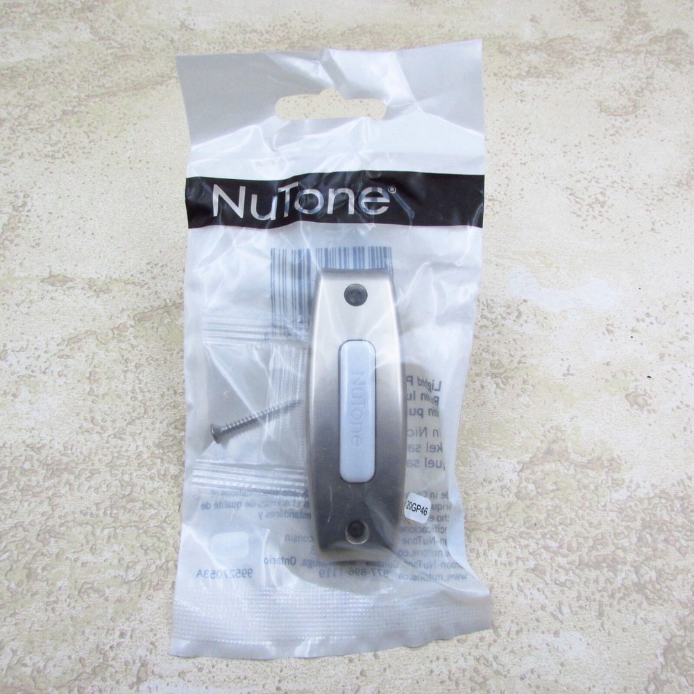 NuTone PB7LSN Wired Lighted Rectangular Satin Nickel Pushbutton Doorbell Button