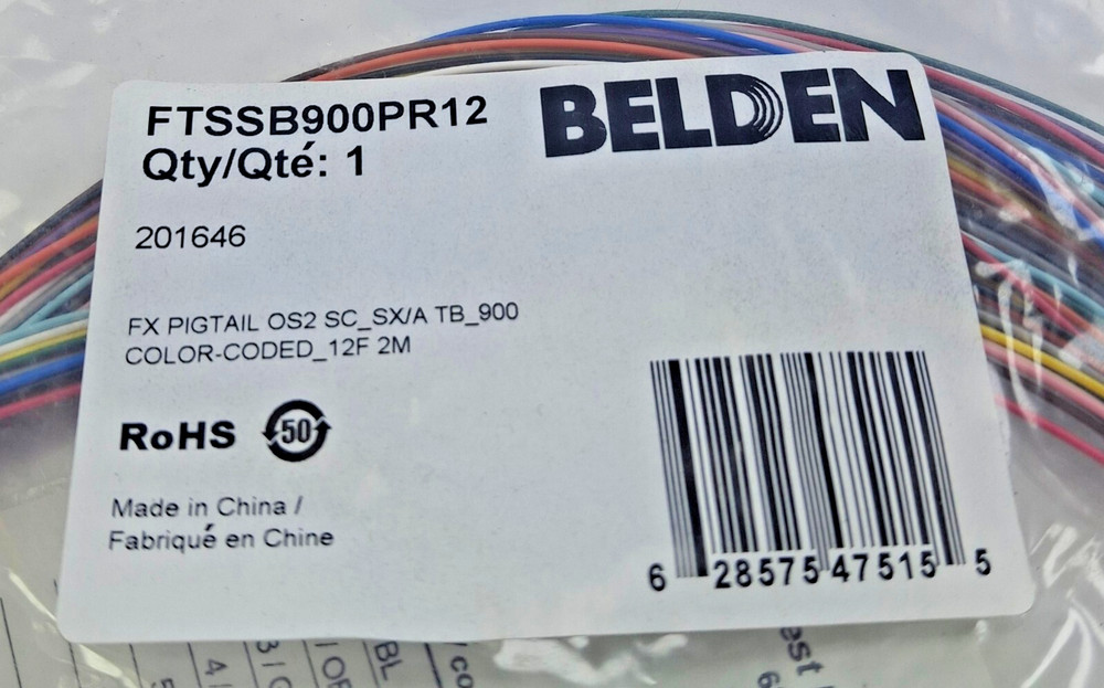 BELDEN FTSSB900PR12 FX Pigtail OS2 SC Color-Coded 12F 2M
