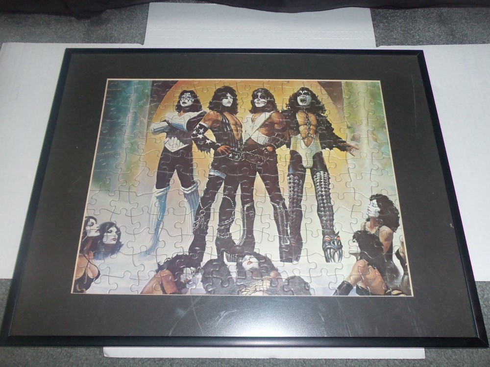 vintage  KISS Jigsaw Puzzle   FRAMED and MATTED   in  18.5 x 14.5 frame