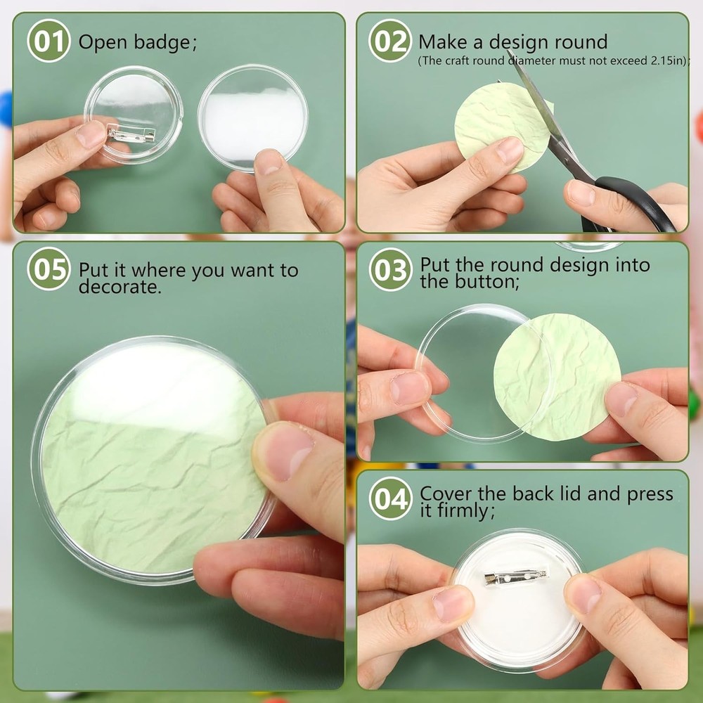 Versatile 20 Set Clear Button Pins - Perfect for DIY Projects & Badges