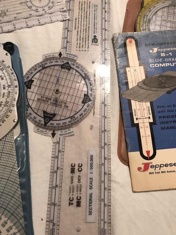 Vtg Air Navigation tools CPU ROTARY PLOTTER JEPPESEN COMPUTERS CESSNA Guides etc