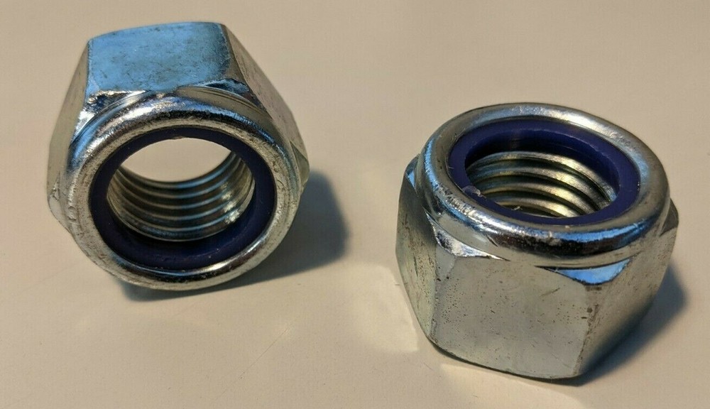 1"-8 NYLON INSERT LOCK NUT ZINC PLATED TWO EACH
