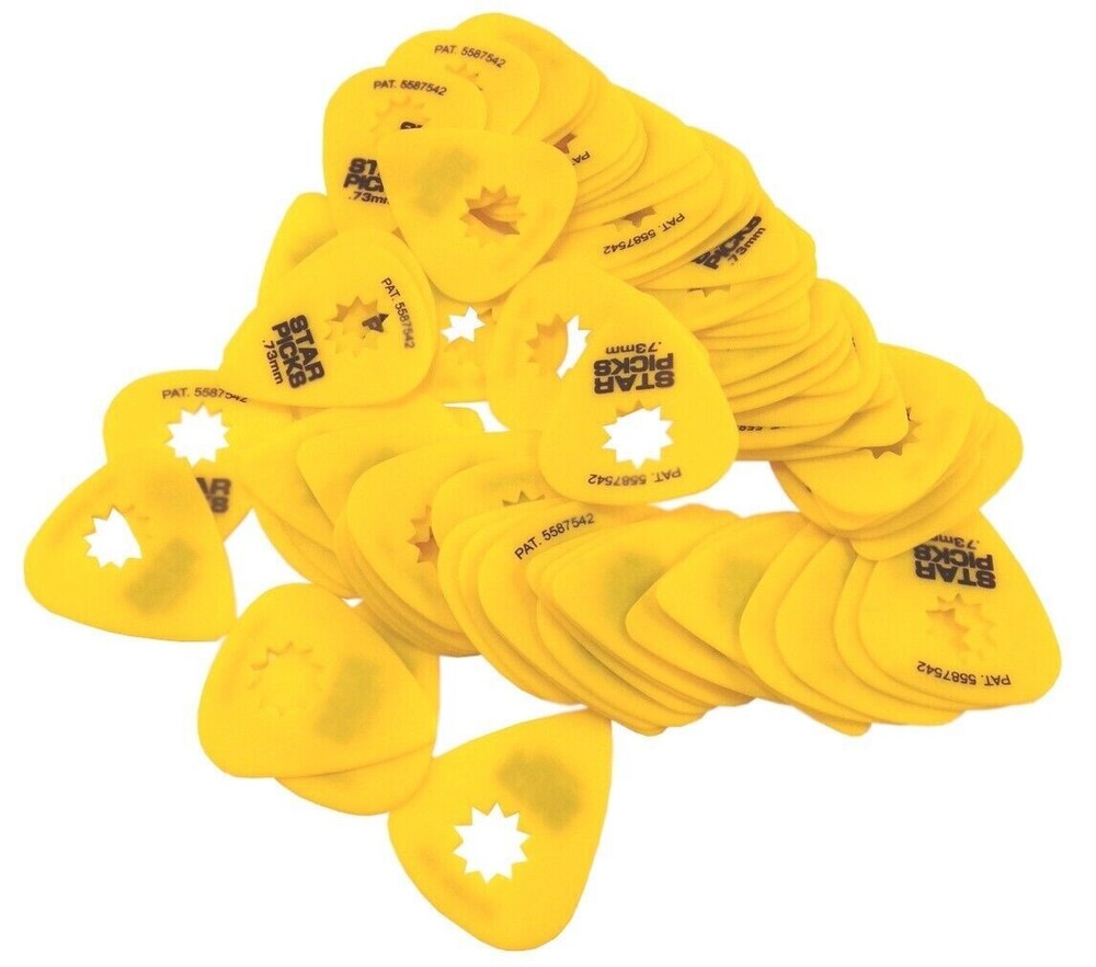 Everly Star Guitar Picks 72 Pack .73mm Yellow