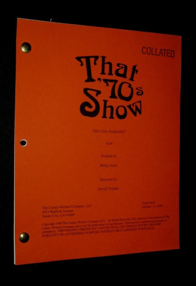 Original THAT '70s SHOW Script Season 2 EP 9 Eric Gets Suspended FINAL DRAFT