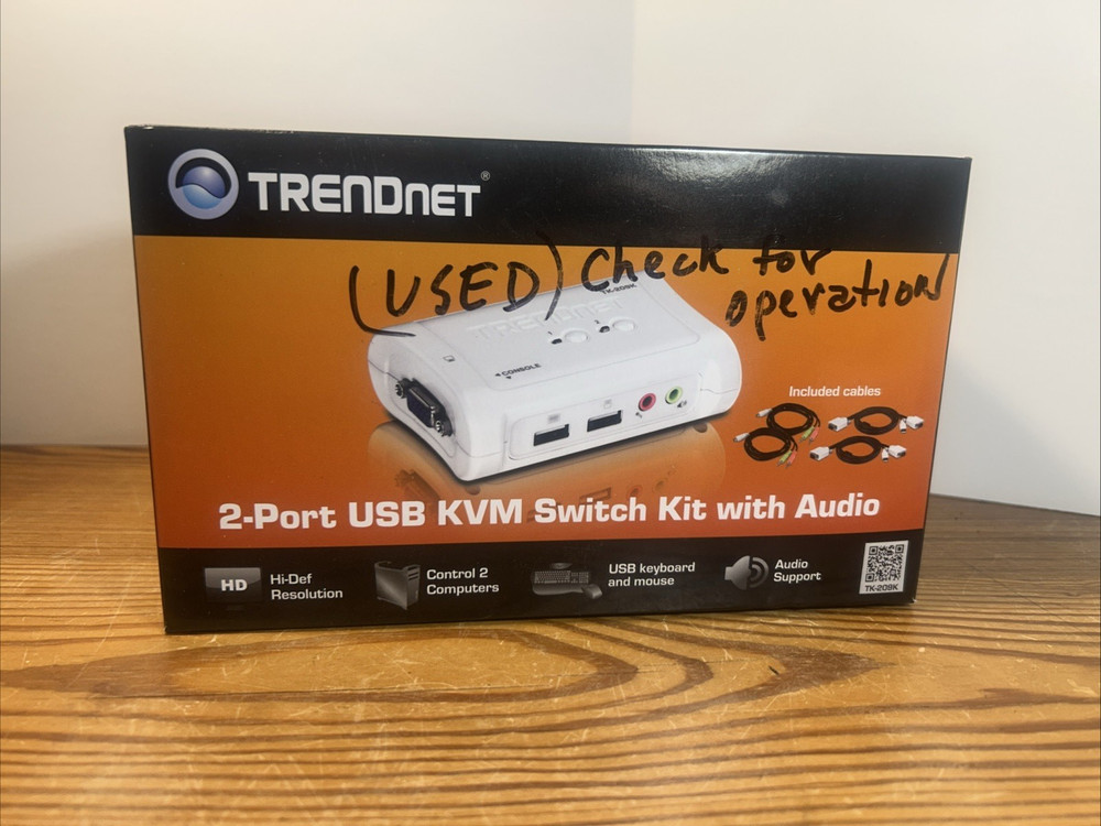 TRENDnet 2-Port USB KVM TK-209K Switch Kit With Audio Open Box