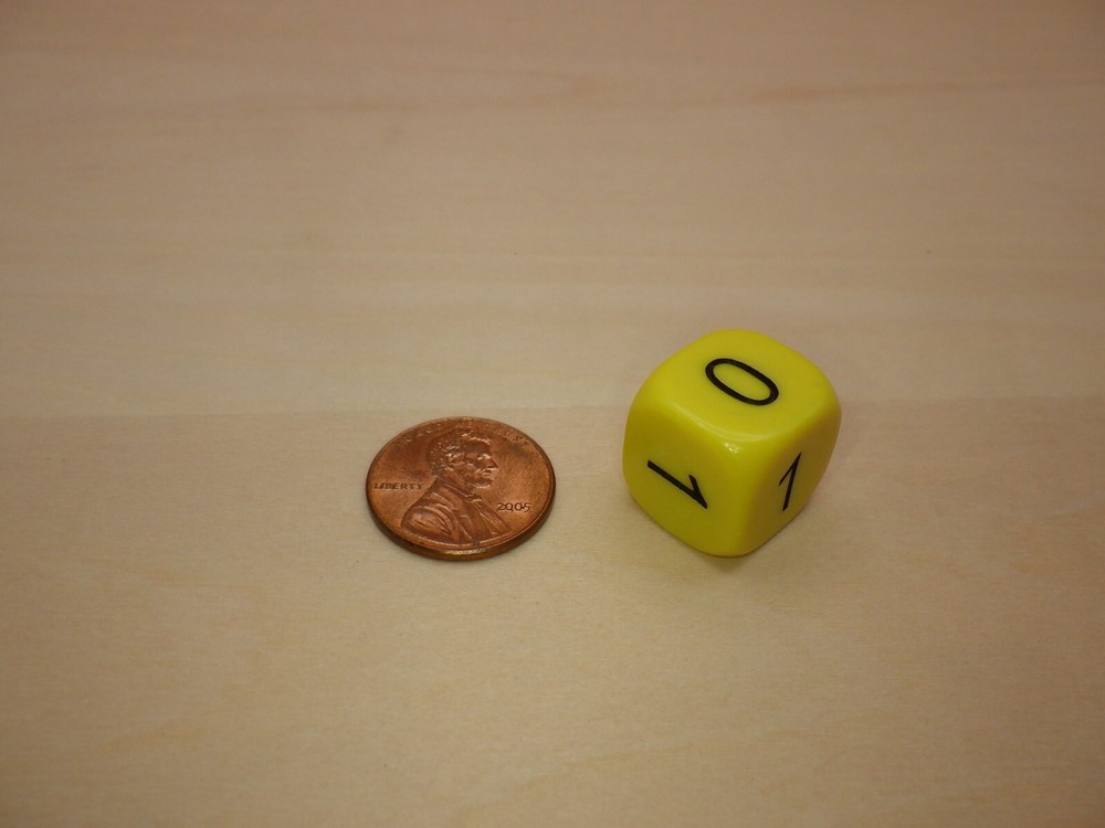 Binary Die Yellow with Black Rounded Corners 16mm D6 Six Sided RPG Tabletop Game
