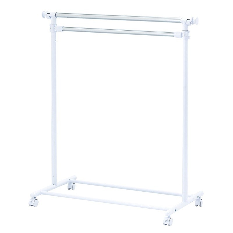 Adjustable 2-Tier Rolling Garment Rack Clothes Organizer Storage Solution New