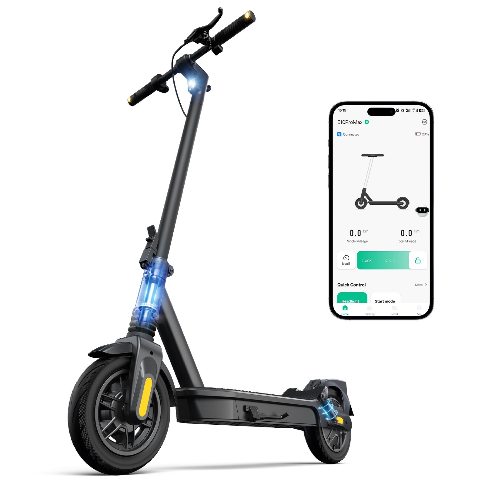 1000W Electric Scooter For Adults 25MPH 45 Mile Range 10" Tubeless Tires Scooter