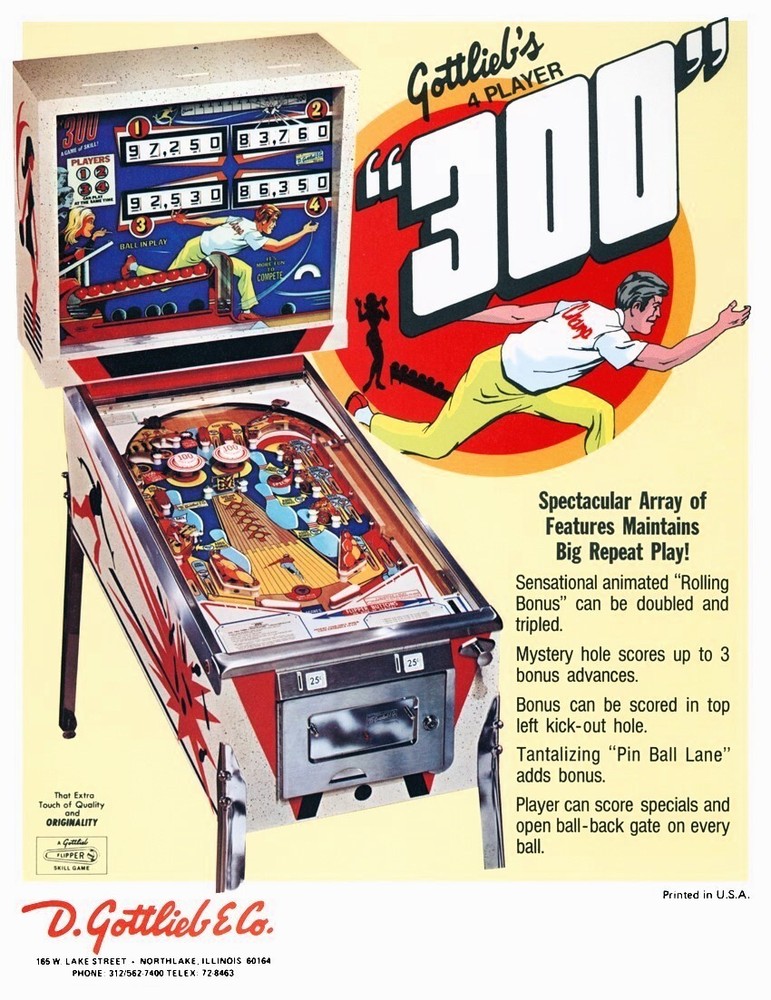 1975 Gottlieb 300 Pinball Machine Rubber Ring Kit