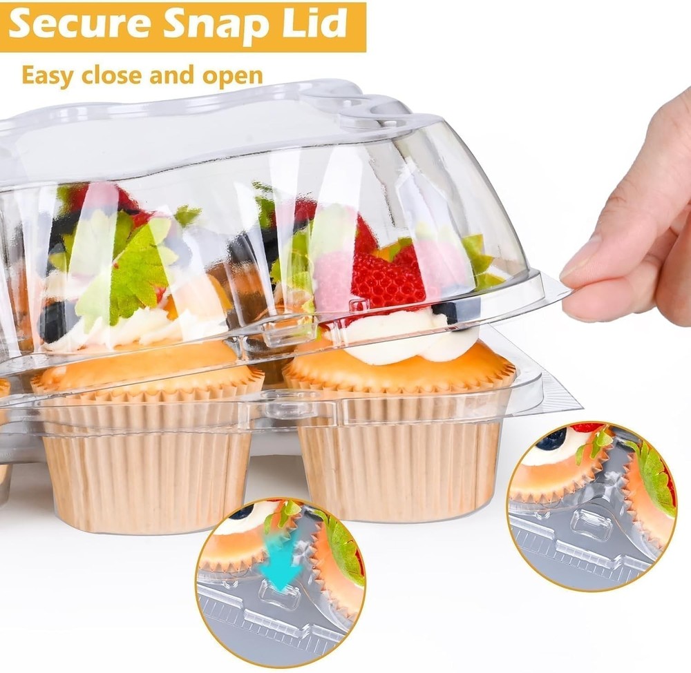 Plastic Cupcake Containers 12 Count 12 Sets, Stackable Cupcake Boxes Holders ...