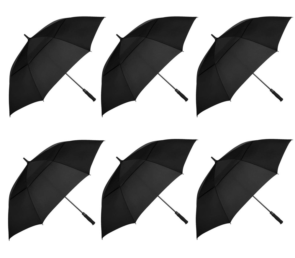 6 Pack Golf Umbrella 62/68 Inch Large Oversize Double Canopy Vented Automatic...