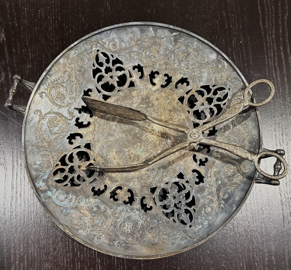 Antique Wilcox Silverplate Crumb Tray Set Victorian Table Crumber 8980N