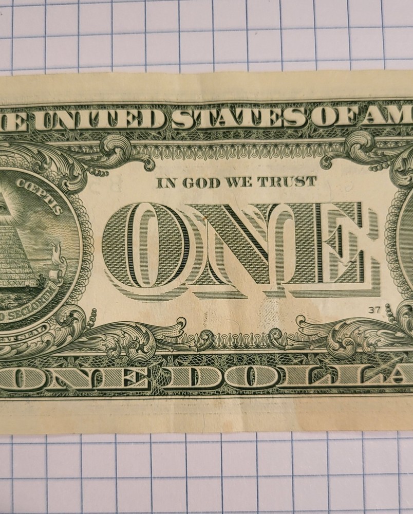 $1 ONE US DOLLAR BILL NOTE MISCUT MISALIGNED OFF CENTER ERROR FANCY SERIAL #
