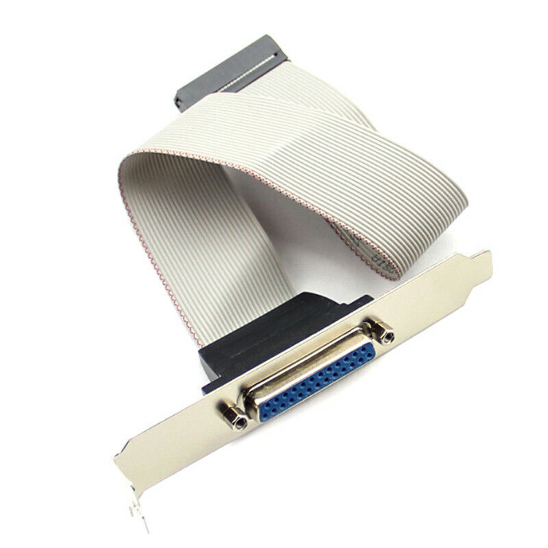 DB25F to IDC26 Parallel Port 12 Inch Ribbon Cable on Bracket